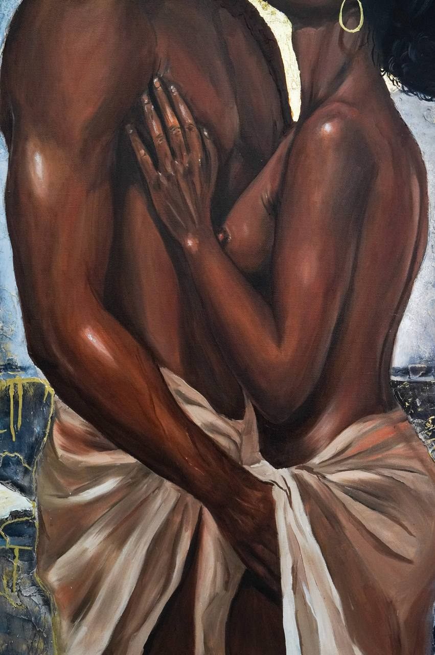 Detail: drapery and skin in oil