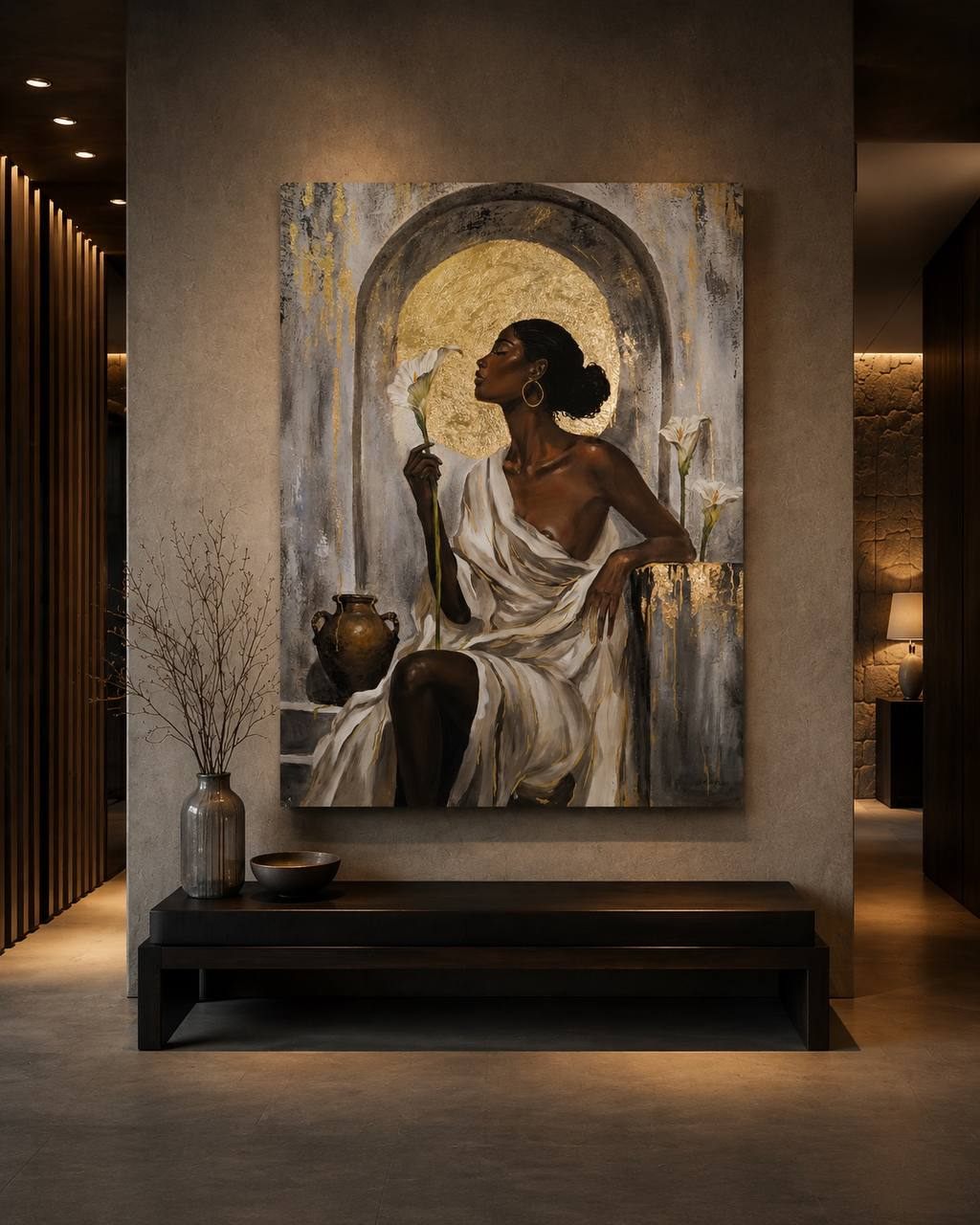 Zainab shown in a hotel lobby, digital visualisation